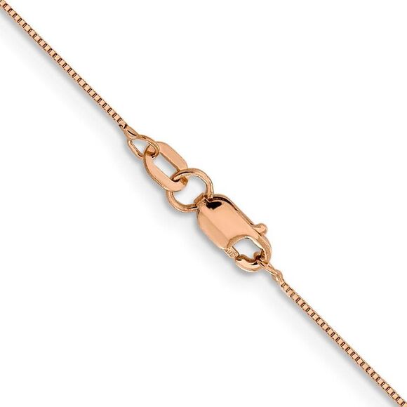 0.5mm 14K Rose Gold Solid Box Chain Necklace, 18 Inch - Picture 4 of 7